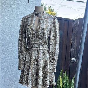 WAYF Snake Print Long Sleeve Dress